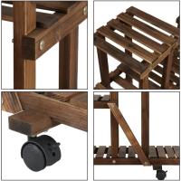 Estantería interior de madera para plantas con ruedas, estante decorativo desmontable para macetas, 124x33x120cm - details 4