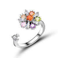 Anillo giratorio de flor de molino de viento con copos de nieve de circonio de cristal a la moda para mujeres y niñas, joyería para fiesta, regalo antiestrés - details 40