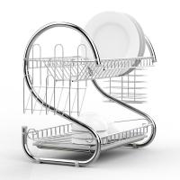 Escurridor de tazas de Metal para ahorro de espacio, soporte estable para platos duradero en forma de S de 2 niveles, palillos - details 1