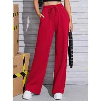 Pantalones de cintura alta y pierna ancha para mujer, pantalones holgados de calidad con cordón, primavera y otoño - details 27