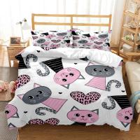 Juego de Ropa de Cama con Estampado de Gato Encantador Funda de Almohada y Juego de Cama de Lujo Queen Estilo Personalizado para Niños - details 2