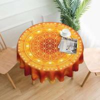 Mantel circular mandala, flor de loto de la vida, impermeable, resistente al aceite, 60 pulgadas, forma geométrica sagrada - details 130