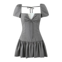 Vestido Mini de Moda 2025 de Chu Sau Beauty Manga Abullonada, Top Sexy, Sin Espalda, Listo para la Fiesta - details 1