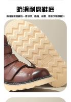 Botas versátiles de herramientas retro de moda de piel de vaca de primera capa de media banda de estilo británico - details 2