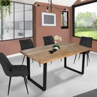 Mesa de comedor extensible rectangular para 6-10 personas, madera y negro, 160-200 cm - details 10
