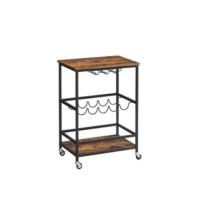 Carrito de cocina retro de 3 niveles Estante de almacenamiento resistente con bandeja de madera - details 7