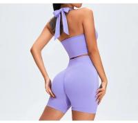 Pantalones cortos deportivos de Yoga sin costuras para mujer, pantalones de chándal de tres cuartos de cintura alta de melocotón, Multicolor, ropa cómoda de secado rápido para Fitness y Yoga - details 10