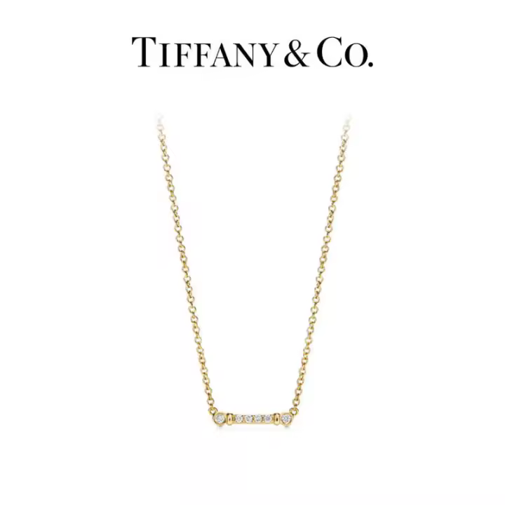 ΤΙFFΑΝΥ Collar con colgante de rama de iris y diamantes Fleur De Lis, seis diamantes redondos, suave y elegante - 1