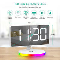 ORIA-reloj despertador Digital inalámbrico, estación de carga con luz nocturna de ambiente RGB, espejo LED, el más nuevo - details 2