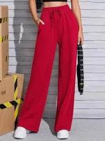 Pantalones de Manga Ancha de Alta Cintura para Mujer Primavera Otoño Pantalones Sueltos de Calidad con Cordón - details 29