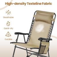 Plegable Carga 120KG con Reposabrazos y Apoyo para Cabeza 102x65,5x103 cm para Exterior Acampar Porche Balcón Beige - details 6