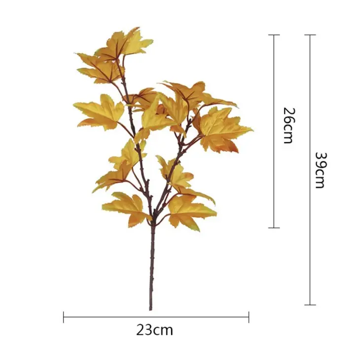 Rama de hoja de arce Artificial de otoño Retro, 2 tenedores, hoja de arce Artificial hecha a mano, 39cm, rama de hoja de arce falsa para boda - 1