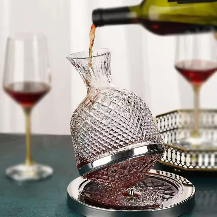 Botella de vidrio giratoria de 360 ​​grados de 1500 ml, aireador de vino, tarro de espejo, regalo, decoración de bar - 1