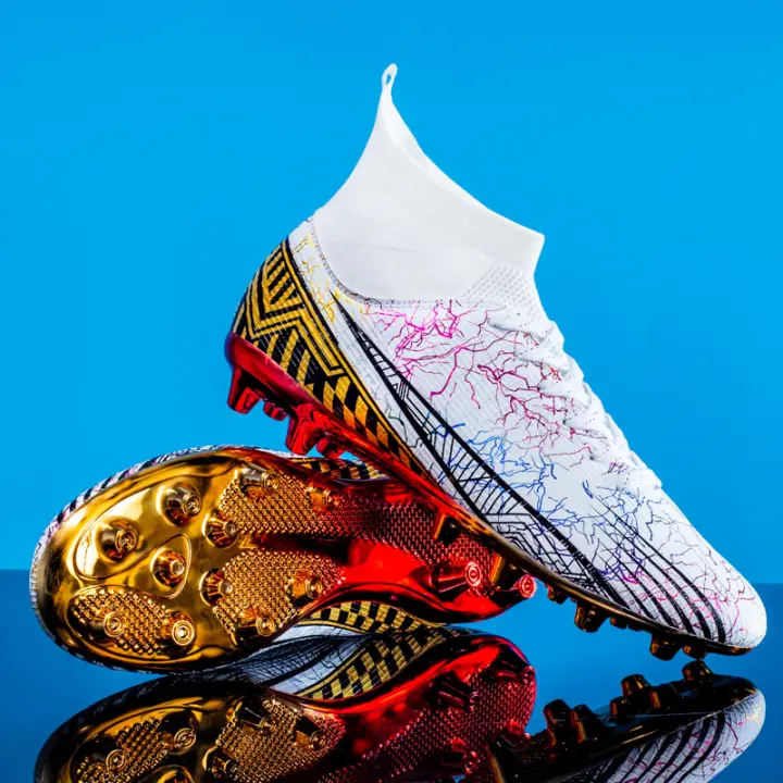 Botas de fútbol profesionales AG para hombres, zapatos de fútbol para niños, tacos altos para el tobillo, zapatillas de fútbol de césped, zapatos de entrenamiento de Futsal, gran oferta - 1