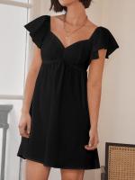 Vestido de cuello V de mujer vestido relajado y casual corto - details 8