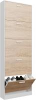 Mueble zapatero de 12 pares - Estantería de gran capacidad para vestíbulo o pasillo - (ancho) 60 x (profundidad) 24 x (alto) 80 cm - Madera clara blanca - details 125