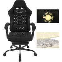 Silla Gaming Ergonómica, Silla Oficina con Soporte Lumbar Masaje y Reposapiés Extraible, Silla Giratoria con Gran Asiento de Muelle, Capacidad de 150 kg, Tela de Malla, Negro+Blanco, GS08sz - details 0