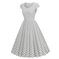 X Vestido acampanado con estampado de lunares y manga cuadrada elegante de verano para mujer - details 17