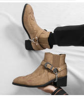 Moda para hombre Botas de cuero británicas con aumento de altura Negocios Retro Cremallera Locomotora Botas de tacón alto - details 12