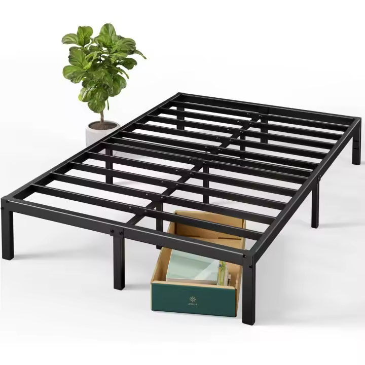 Elias Cama 150x200 cm - Altura 36 cm con Almacenamiento Debajo de la Cama - Marco de la Cama de Plataforma de Metal - Negro - 1