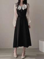Elegante Vestido de Manga Larga Estilo Francés Vintage con Volantes Chic dulce Templamento - details 7