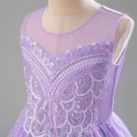 Vestido largo de lujo brillante y suave con bordado de cuentas para Navidad 2024, para niñas de 4 a 14 años, desfile, vestidos de dama de honor para boda. - details 6