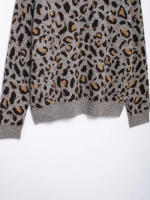 TRAFZA-para Mujer, Jersey elegante con estampado de leopardo y Jacquard, jersey de manga larga con cuello redondo, Top tejido - details 11