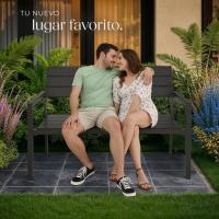 Taburete Moderno de Jardín para Dos Personas Estructura de Aluminio Resistente - details 8