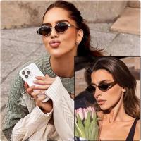 Gafas de sol para mujer, vintage, estrechas, hexagonales, montura de metal, retro, UV400 - details 14