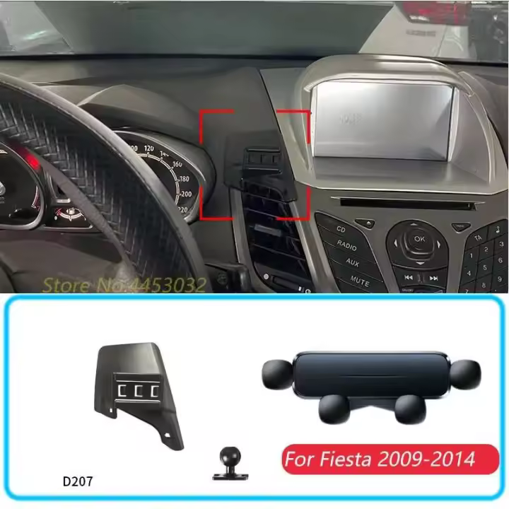 2009-2014 Ford Fiesta Car Phone Gravity GPS Instalación horizontal Soporte móvil con accesorios de base - 1