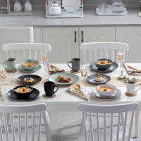Juego de Cena VANCASSO MODA 16 Piezas Cerámica Mezcla de Colores con Plato de Cena Plato de Postre Tazas y Bolsas Material de Cocina y Hogar Producto Normal Fabricado en China - details 2