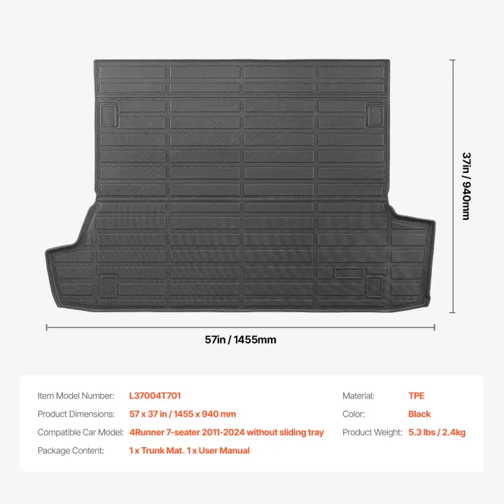 SucceBuy Alfombrilla de carga, alfombrilla para maletero de SUV de ajuste preciso, color negro - 1
