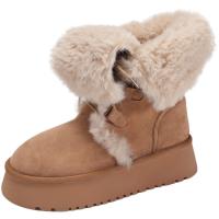 Botas de nieve para mujer, zapatos de felpa, zapatos de invierno, botas de cuero para mujer, zapatos para mujer 2025 - details 1