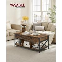 Mesa de Central con Tablero Elevable Estilo Rústico Marrón y Negro Ideal para Dormitorio con Espacio Abierto y Oculto Forma de X - details 23