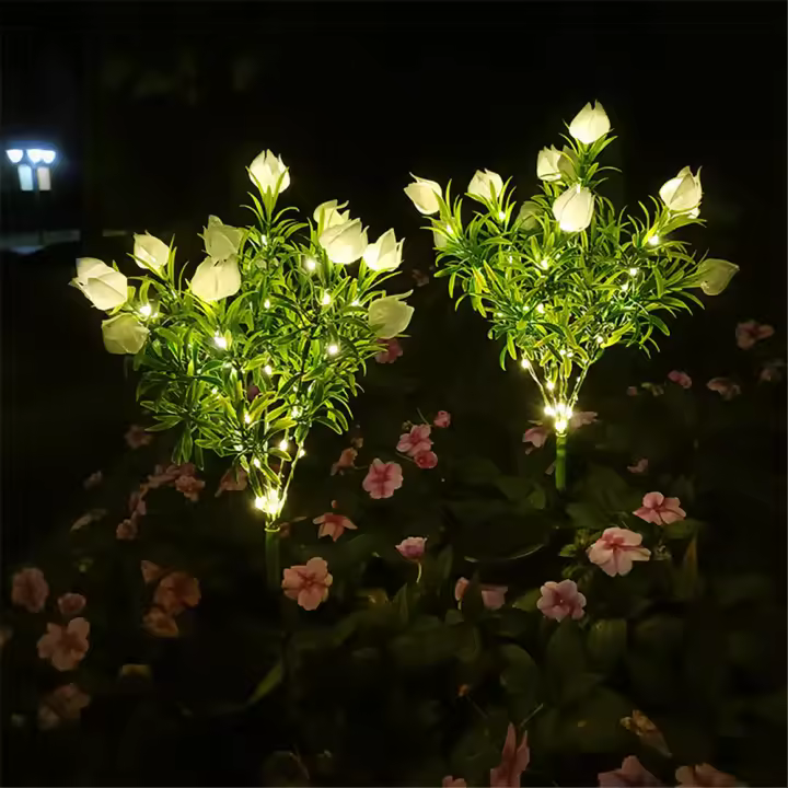 Paquete de luces solares de flores para jardín, 42 LED, decoración exterior, impermeable, 74cm, ideal para vacaciones, 2-4 unidades - 1