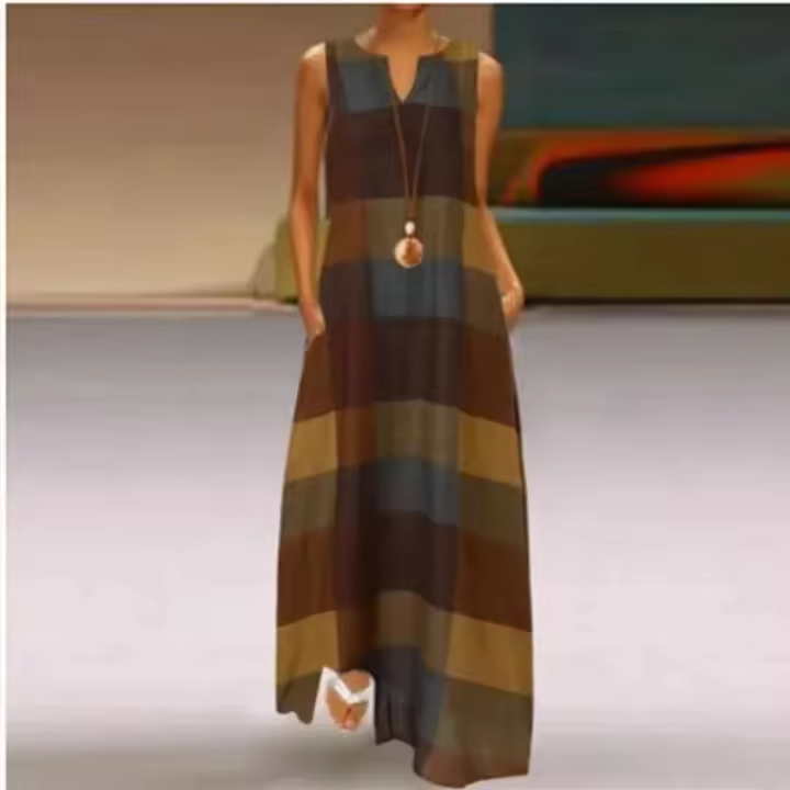 Falda de playa informal para mujer, larga, sin mangas, estampada en 3D, verano, primavera - 1