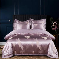 Juego de Ropa de Cama con Bordado de Jacquard Dorado Svetanya Funda de Edredón y Funda de Almohada para Cama Reina y Rey con Tela Elástica - details 18