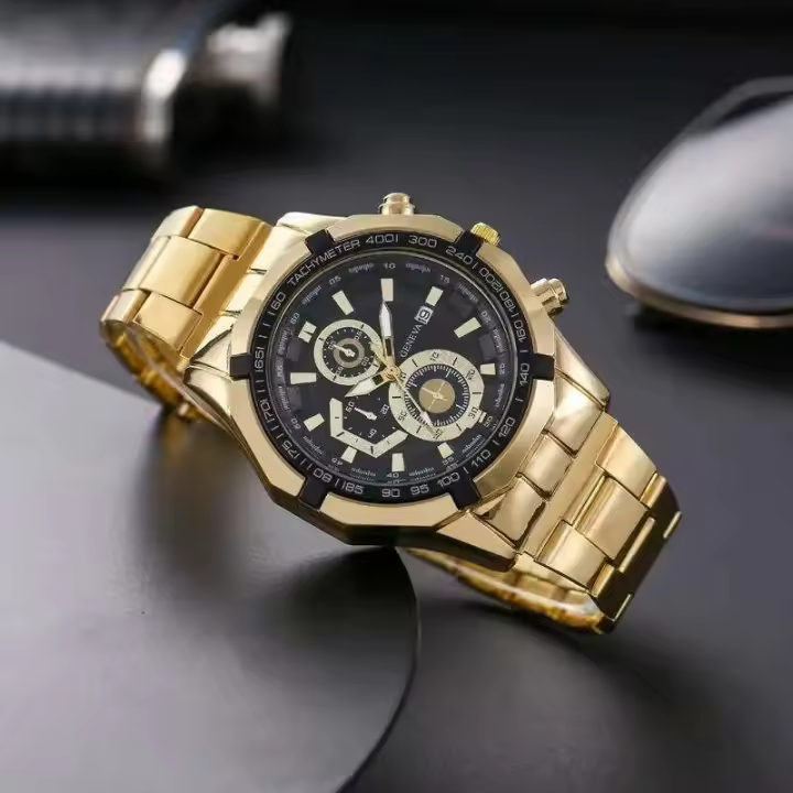 Reloj Deportivo de Cuarzo Automático Correa de Deportes de Cuero Impermeable con Banda de Acero - 1