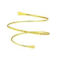 Pulsera superior con forma de espiral de remolino de bobina de Metal, brazalete de brazo Simple a la moda, brazalete ajustable para mujer y niña - details 8