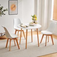 Mesa de Comedor, Estilo escandinavo Ronda Mesa y Patas de Madera de Haya, 80*72 cm, Color Blanco - details 24