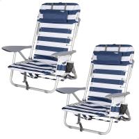 Pack de 2 sillas multiposición para Playa, jardín, terraza o Camping, Marinera, 4 Posiciones, 50x45x76 cm, Incluye Bolsillo, Topes antivuelco, Soporta 110 kg, Asas Transporte (85471) - details 0