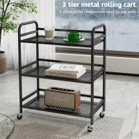 Carrito Cocina,Carro Auxiliar de Metálicos de 3 Niveles Cocina o Multiuso con Ruedas,para el hogar,60×30×75cm,Blanco - details 14