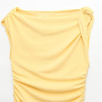 Casual ss para mujer amarillo sólido, cuello redondo, sin mangas, moda primavera-verano 2025 - details 3