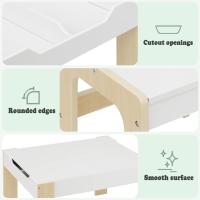 Mesa Infantil con Cajones de Almacenamiento, Mesa Infantil con 2 Sillas de Madera Pizarra para Sala de Juegos Habitación de Niños, 81,5 x 60,5 x 48 cm, Blanco y Natural - details 4