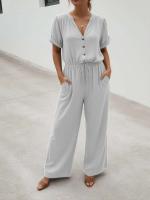 Top holgado sin mangas de lino y algodón para mujer, pantalones de pierna ancha, conjunto de dos piezas, informal de tres piezas - details 2