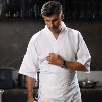 Uniforme de Chef de Sushi para hombres y mujeres, chaqueta de restaurante de Chef, Kimono japonés, abrigo de cocinero de cocina, uniforme de camarero, mangas 3/4 - details 6