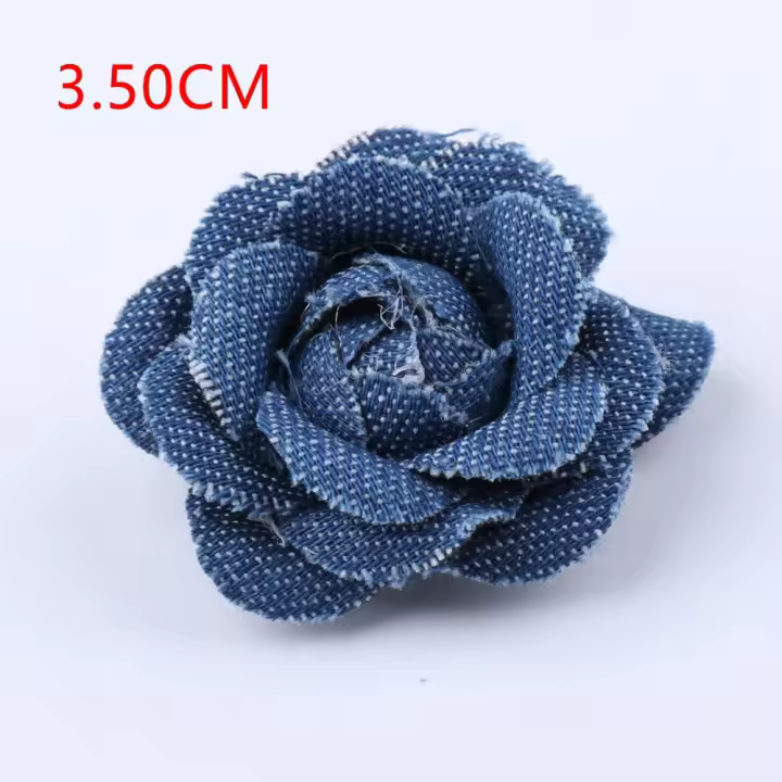 Tela de mezclilla con flores artificiales para álbum de recortes, adorno de encaje de flores de mezclilla DIY, ropa de flores, novedad - 1