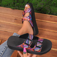 Zapatillas planas con estampado aleatorio para mujer, zapatos informales, sandalias de playa, chanclas para caminar, verano, 2024 - details 12