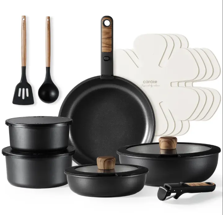 CAROTE Ollas y Sartenes Antiadherentes,Set de Cocina 17 piezas Conjuntos de Cocina, 17 piezas Juego de Ollas y Sartenes Antiadherentes - 1