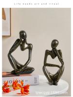 Adorno de arte pensador caliente, decoración de escritorio para el hogar, entrada de sala de estar, estilo Simple moderno europeo y americano - details 6